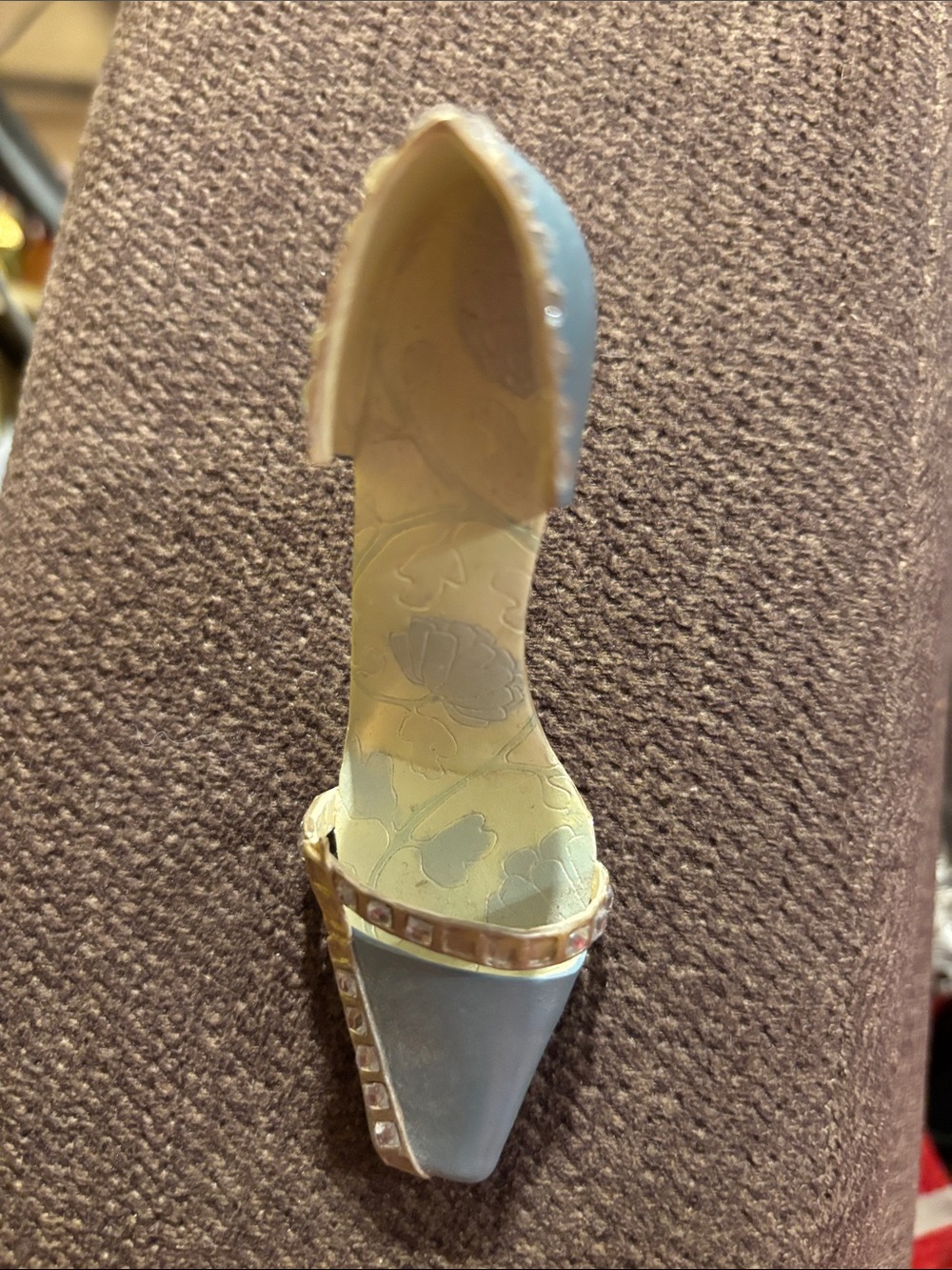 Just The Right Shoe Powder Blue Pointed Heel with Gold Trim